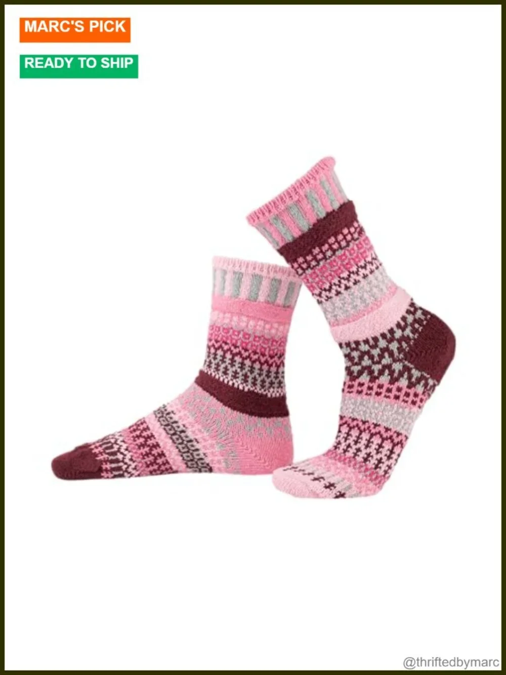 Recycled Cotton Mismatched Crew Socks - Eco-Friendly Hand-Knit Feel